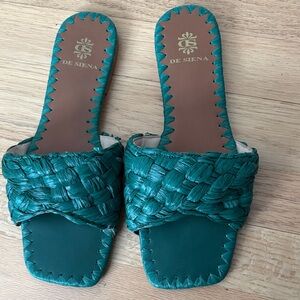 Teal Braided Slide Sandals for Women